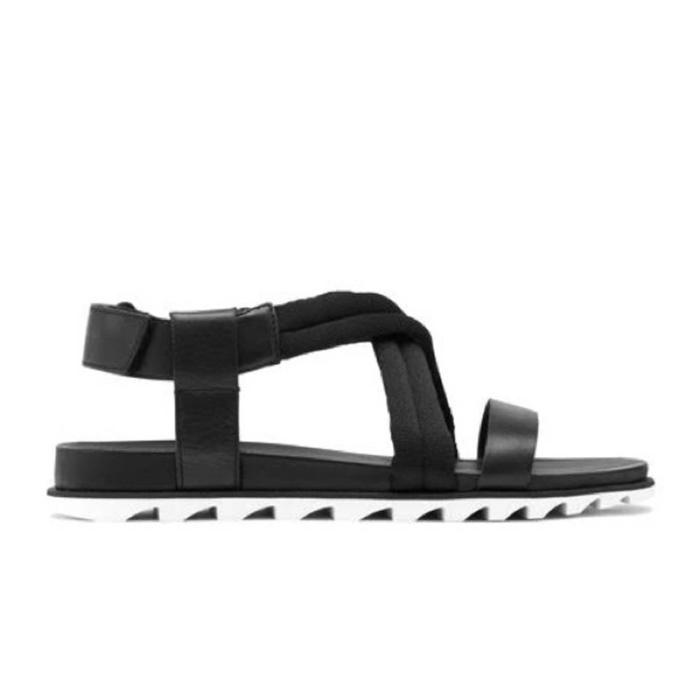 Sorel Roaming Devon Black & White Strappy Sandals Size 10